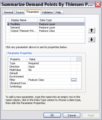 Script tool property page